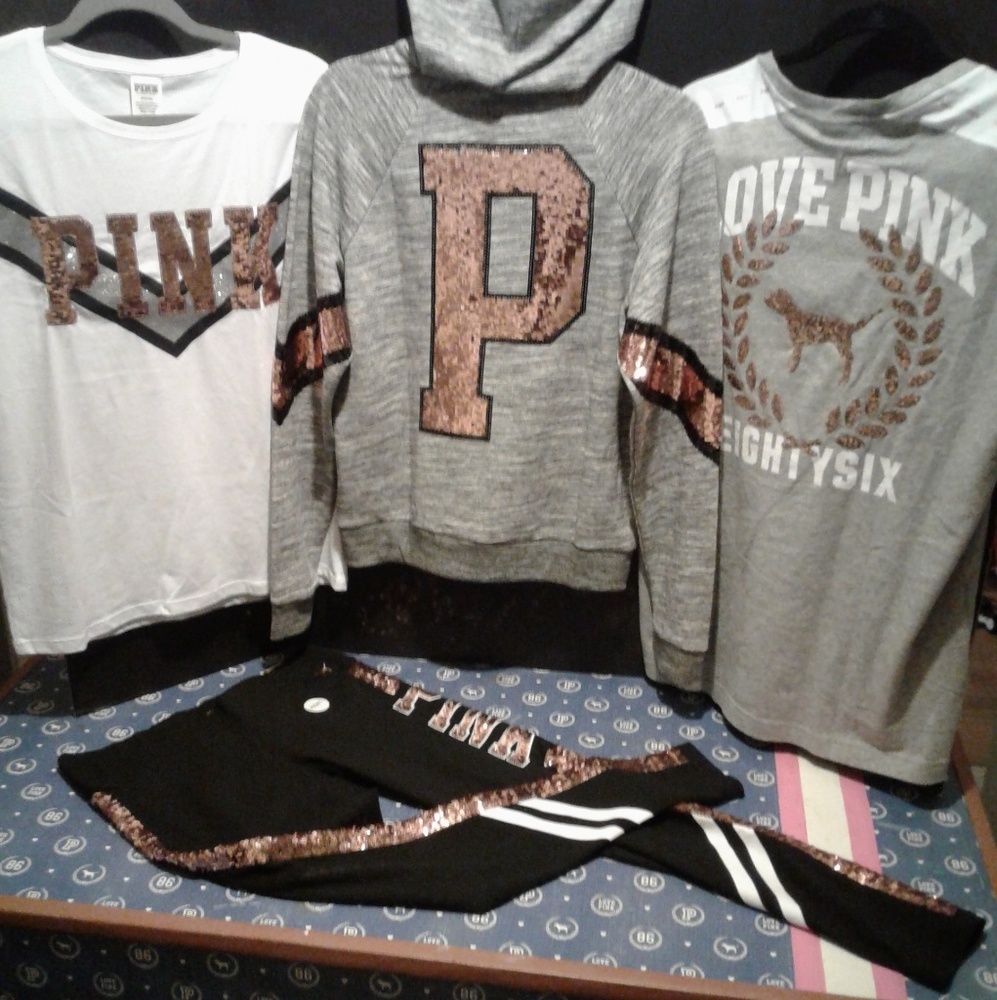 ⚡SALE⚡VS PINK Rose Gold Bling 4 pc Set NWT